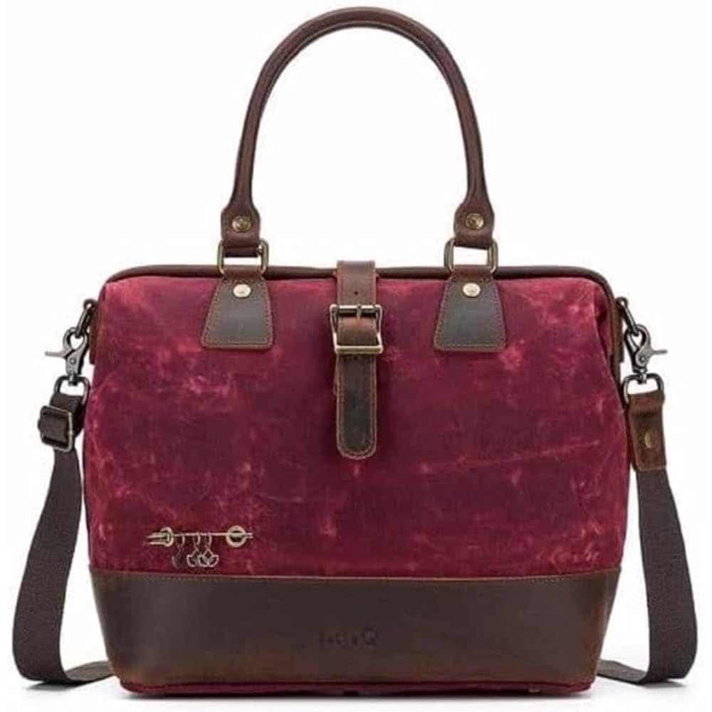 Della Q - Makers Satchel Leinwand Rot (34x30x18cm) Tasche - 1 Stück