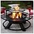 Red Mountain Valley 47" Outdoor Fire Pit with Adjustable Grill, 2-in-1 Large Wood Burning Round FirePits, Metal Outdoor Fireplaces, Round Metal Table for Patio, Backyard, Black
