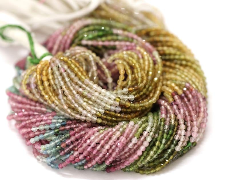 Tourmaline naturelle perles à facettes pierre précieuse collier DIY - 3