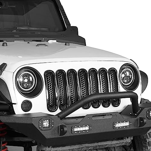 Image of Hooke Road Matte Black Headlight Bezels Headlight Cover Trim for 2007-2015 Jeep Wrangler JK & Wrangler Unlimited