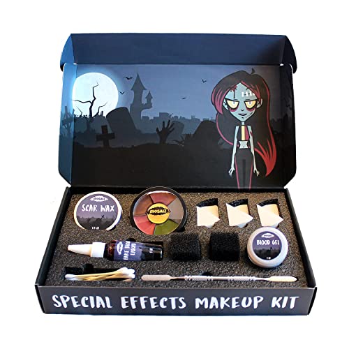 Mosaiz Sfx Makeup Kit, Special Effects Makeup Kit For Purim With Fake Blood And Scar Wax, Makeup Sponges And Skin Spatula, Zombie Makeup Kit #TOP5