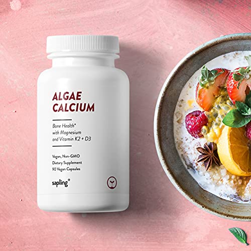 Calcium Supplement - Whole Food With Vitamin K2 & D3, Magnesium, Zinc, Boron, Mineral Complex. Sourced Sustainably From Red Algae. For Bone Strength And Support. Non-Gmo & Vegan 90 Capsules. #TOP2