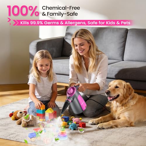 Image of Steam Cleaner, Pressurized Handheld Multi-Surface Natural Steam Cleaner with 12pcs Accessory & Safety Lock, Portable Steamer for Cleaning Home, Kitchen, Bathroom, Car, Upholstery, Grout, Window