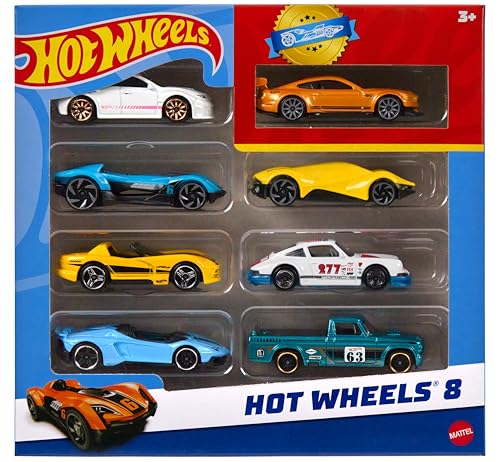 Hot Wheels Set mit 8 Basic-Spielzeugautos und Trucks im Maßstab 1:64,...