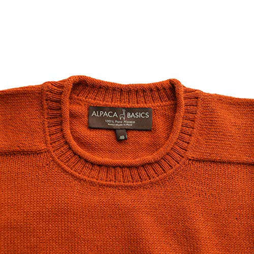Men's Handmade 100% Alpaca Wool Roll Neck Sweater (Burnt Orange, Small)3