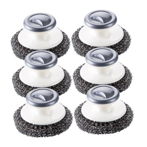 MOLUCKFU 6 Pack Dish Scrubbers Handles Steel Wire Brush for Kitchen Dish Cleaning Tools Easy to Use
