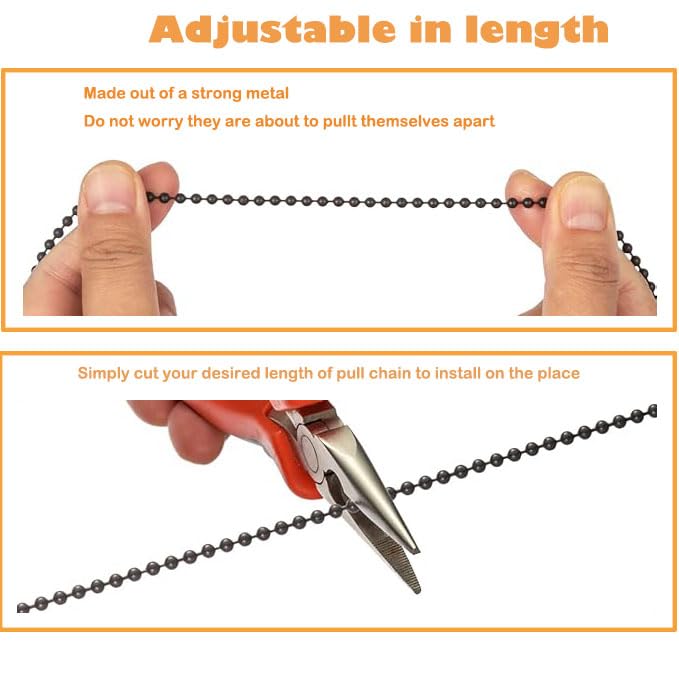 Image of Ceiling Fan Pull Chain, Pack of 2 Ceiling Fan Cords with 6 Inches Fan Pulls Set with Connector(ORB, Light Bulb and Fan)