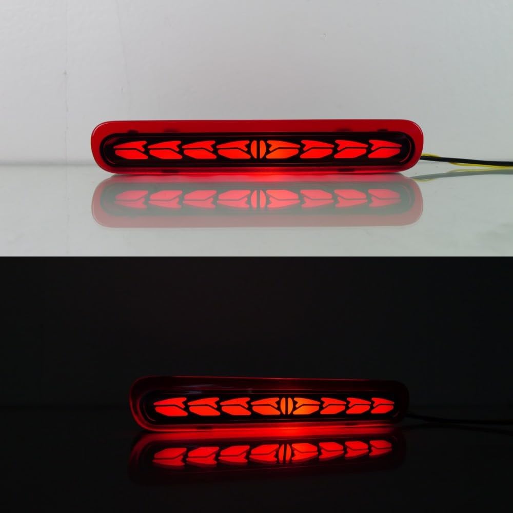 LED High-mount Brake Lights compatible for Toyota Hilux Vigo 2004-2014, Night DRL+ Brake Light + Streamer Turn Signals, Red Shell, Start Scan