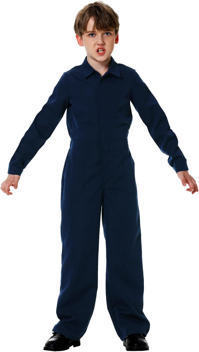 AOBUTE Kids Boys Halloween Solid Color Jumpsuit with Pockets 3-14 Years