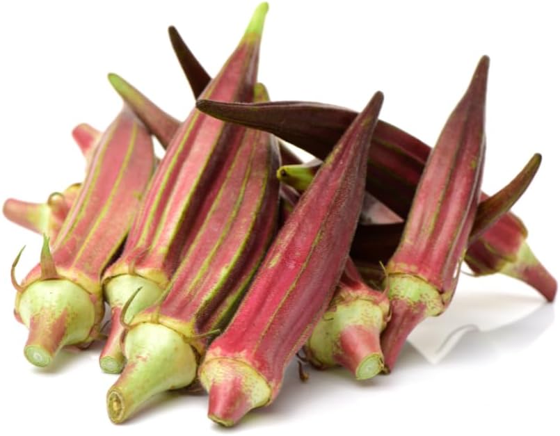 Brownie Brand Burgundy Okra Seeds – Heirloom, Non-GMO, High Yield, Vibrant Red Pods for Cooking & Ornamental Beauty, Heat Tolerant & Perfect for Home Gardens (1 Pound)