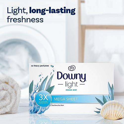 Downy Light Mega Dryer Sheets, Fabric Softener Dryer Sheets, Ocean Mist, 130 Count - Image 3