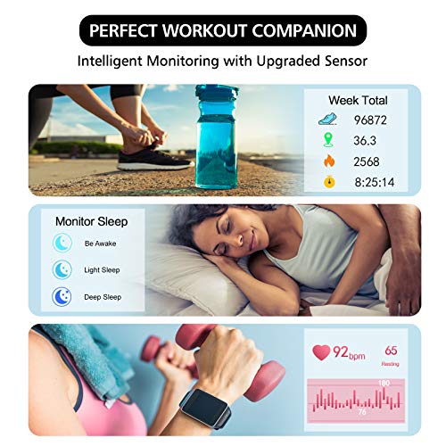 Lintelek Smart Watch, Full Touch Screen Smartwatch, 1.3 Inch Fitness Tracker with HR Monitor, Sleep Tracker, Stopwatch, IP68 Waterproof Fitness Watch Compatible with iOS, Android for Men, Women, Kids