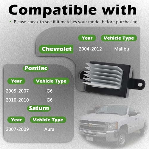 Image of Auto Temp Control Module HVAC Blower Motor Resistor Compatible with Chevrolet 2004-2012 Malibu - For Pontiac 2005-2010 G6-2007-2009 Aura Replaces 10381264 1580868 20773421 22688134 JA1571