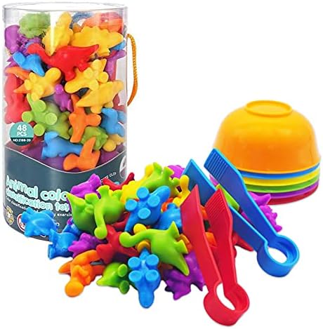 ABCaptain Counting Dinosaur Matching Game with Sorting Cups, Color Classification and Sensory Training Educational Learning Toys Set Gift for Toddlers Preschool Ages 3 Years and up