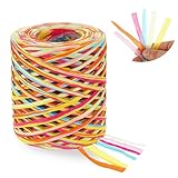 262 Feet Colored Raffia Paper Ribbon, 6 Colors Packing Paper String, Colored Paper String Raffia Ribbon for Gift Wrapping, Wrapping Ribbons for Gift Party Decor DIY Craft Decoration