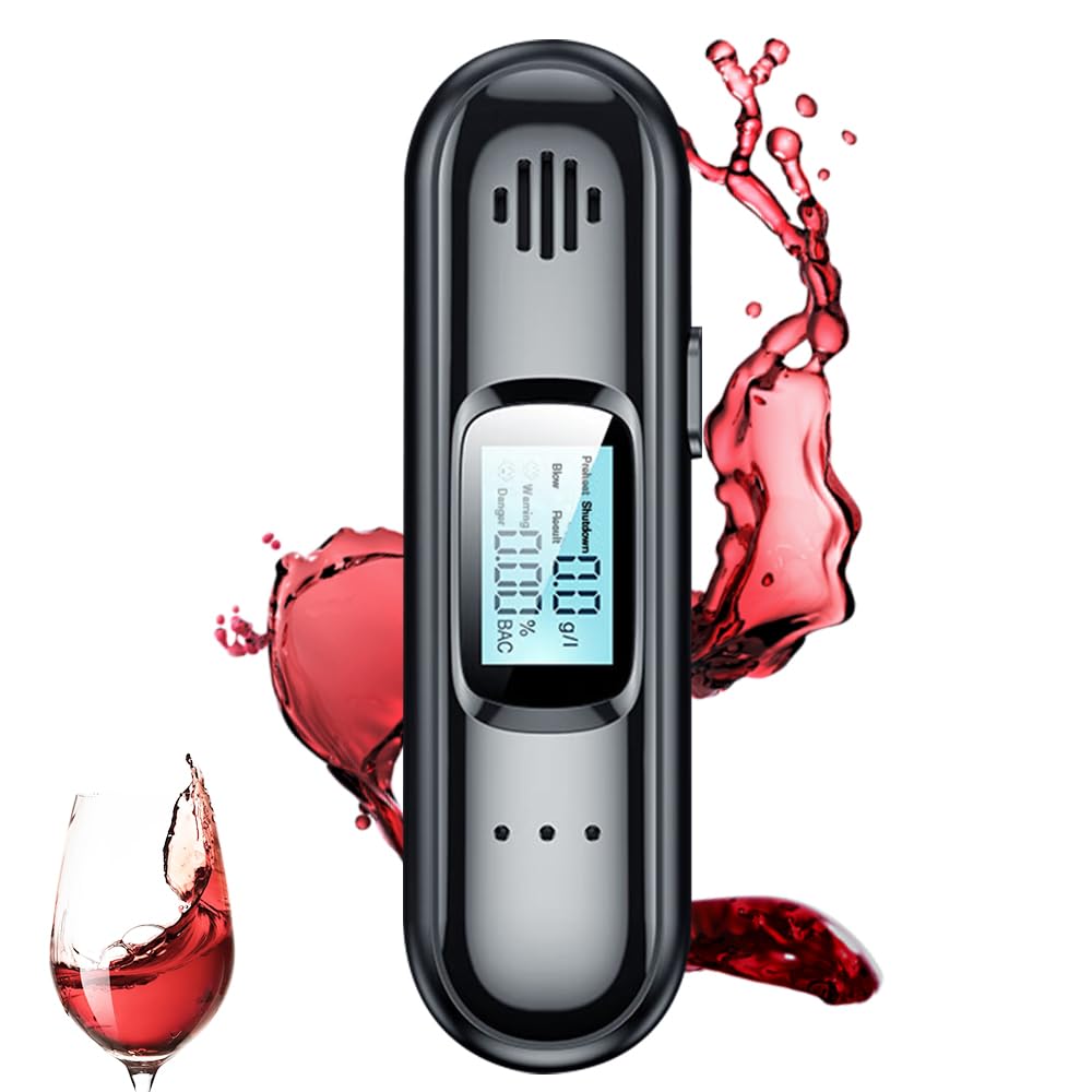 Alcoholimetro, Mini Alcoholimetro Digital Homologado, Sensor Semiconductor Probador de Alcohol con Pantalla LCD, Alcoholímetro con Función de Alarma para Uso Doméstico y Profesional