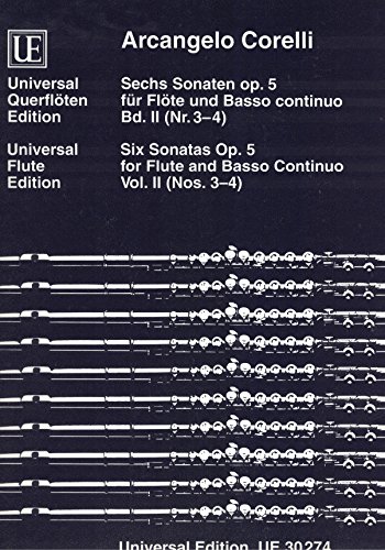 Partition Corelli Six Sonatas Op5 II BC Band 2 pour flûte traversière et basse continue