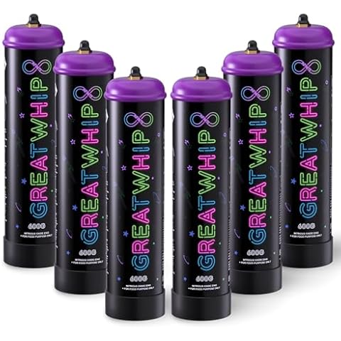 GreatWhip Infinite Whipped Cream Charger 600g Food Grade Whip Cream Cylinder Tank Cartridge (6 Cylinders/1Box) Cover