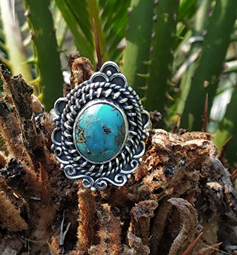 Blue Copper Turquoise Ring, Sterling Silver Ring, Ultimate Ring, Exclusive Ring, Bridal Gift For Her, Boho Chic Ring, Statement Ring, Turquoise Jewelry, Promise Ring, Delicate Ring, Vintage Style