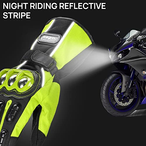 Ilm Alloy Steel Motorcycle Riding Gloves Warm Waterproof Windproof For Winter Use (M, Green(Winter)) #TOP4