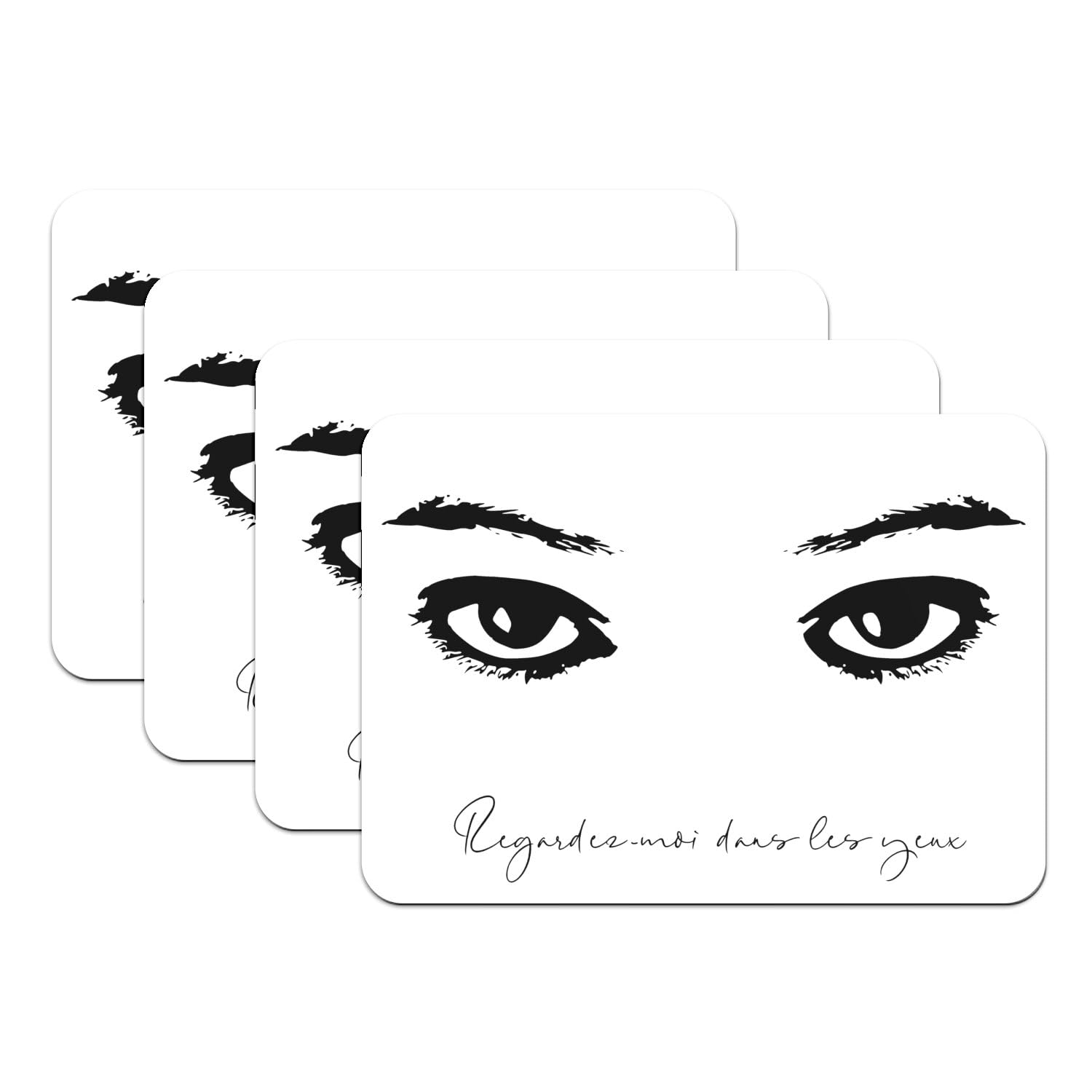 Lot de 4 sets de table dessous caoutchouc antidérapant grand format imprimé visage femme