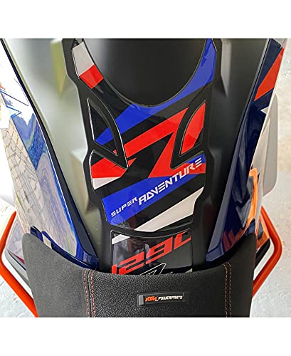 Paraserbatoio In Resina 3D Per KTM 1290 Super Adventure - Adesivo Compatibile, Made In Italy, Effetto Rilievo 2mm, Bianco/Arancio - 2