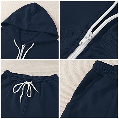 Toleny Women's 2 Piece Workout Sets Tracksuit Hooded Sweatshirt And Long Jogger Pants Sweatsuit Outfits Navy Blue S #TOP4