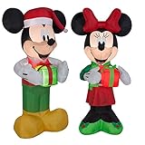 Inflatable Mickey And Minnie Christmas Yard Decorations, 5 Feet Tall, Self Inflatable With Energy Efficient LED