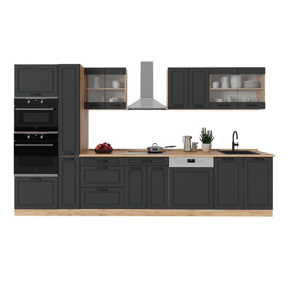 Vicco Cucina componibile R-Line, Antracite country/rovere dorato, 350 cm