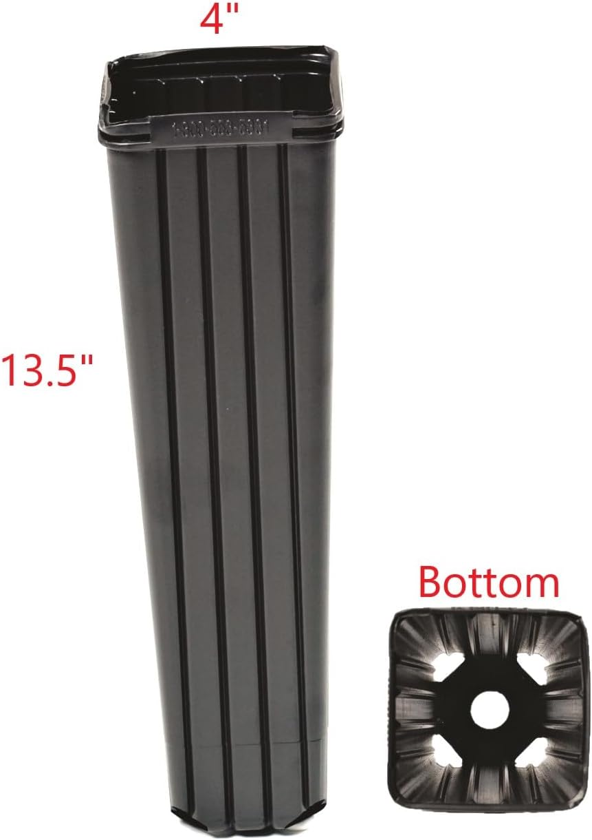 Stuewe & Sons – CP413CH Treepot – 4” x 13” Square Pots with Corner Holes – 60 Pack