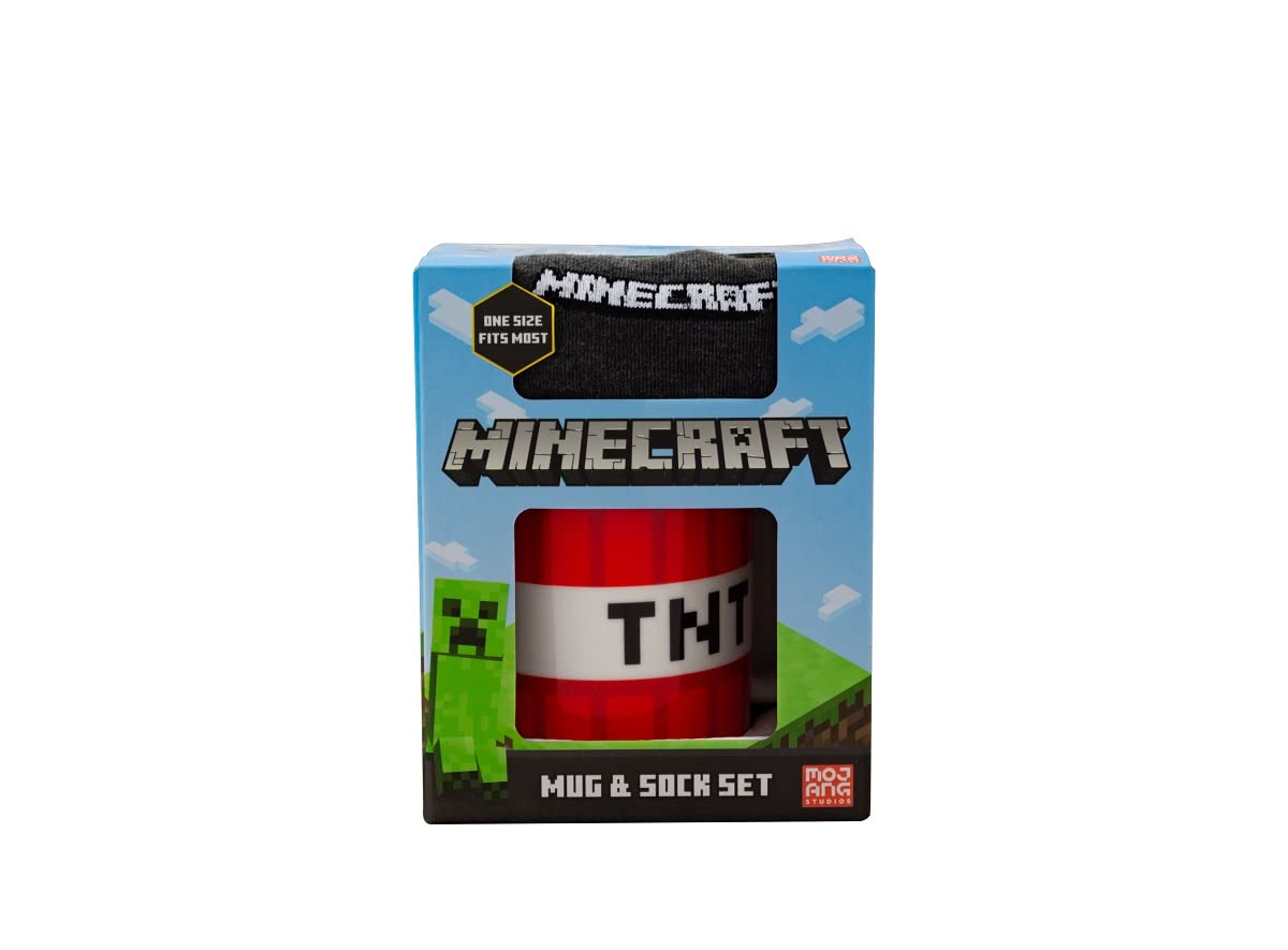 Minecraft Mug and Sock Set | Hot & Cold Drinks | Home Or Office | Gift for Adult Kids | Unisex | One Size | 312ML - Multi -
