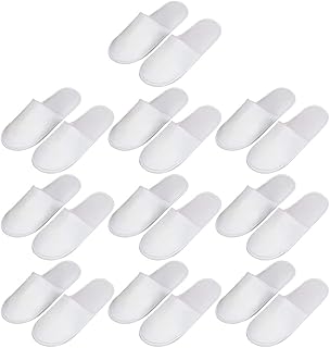 Disposable Vacation Slipper 10 Pairs of White Hotel Slippers, Closed Toe Slippers, Spa Slippers for Women and Men, Disposable Slippers for Hotel, Travel Guest House Slippers