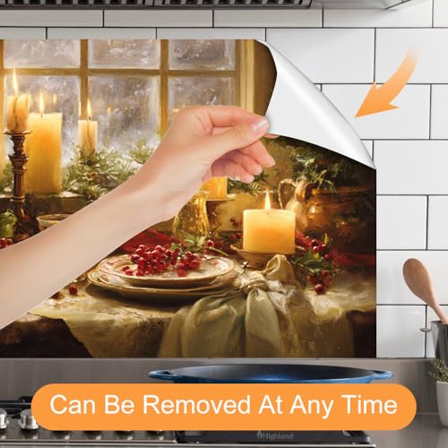 Image of Candle Dining Table Backsplash Peel and Stick, 35.4x23.6 in