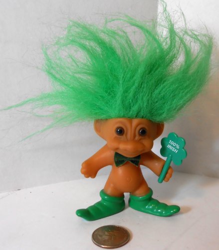 Muñeco Troll Russ Pelo Verde 7.62 cm Alto miniatura 1