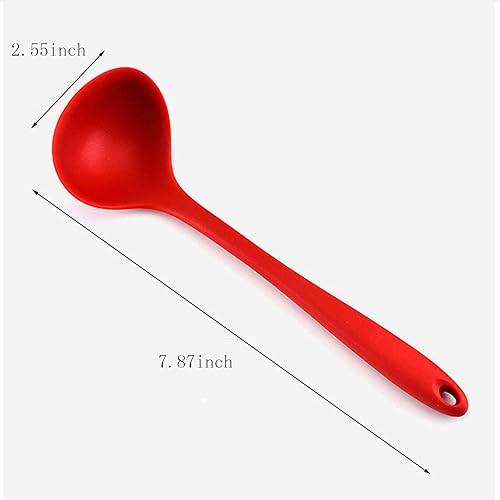 Miniatura 2 de Juego de 5 cucharones de silicona para sopa, juego de cucharas antiadherentes para el hogar adecuadas para servir y cocinar, silicona roja, azul,