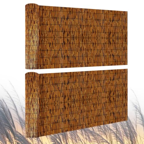 PAKNANO 2 Pack Natural Reed Fence,4FT X 16.4FT Bamboo Fencing Privacy Reed Screening for Outdoor...