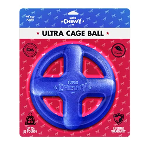 Superchewy Tough Dog Cage Ball Toy | Lifetime Replacement Guarantee | Strong Natural Rubber | Great Dog Fetch Toy | Chew Toy For Dogs | Ultra Durable Chew Toy For Aggressive Chewers | For Large Breeds #TOP4