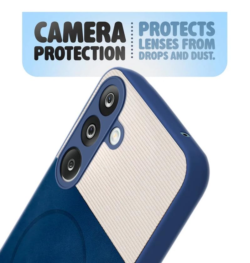 Image of Bintage CASE Dual-Leather Mac Safe Design Phone Case| Soft Touch Finish | Full Camera Protectection Back Cover Compatible for Samsung A15 5G / A15 4G - White & Royal Blue