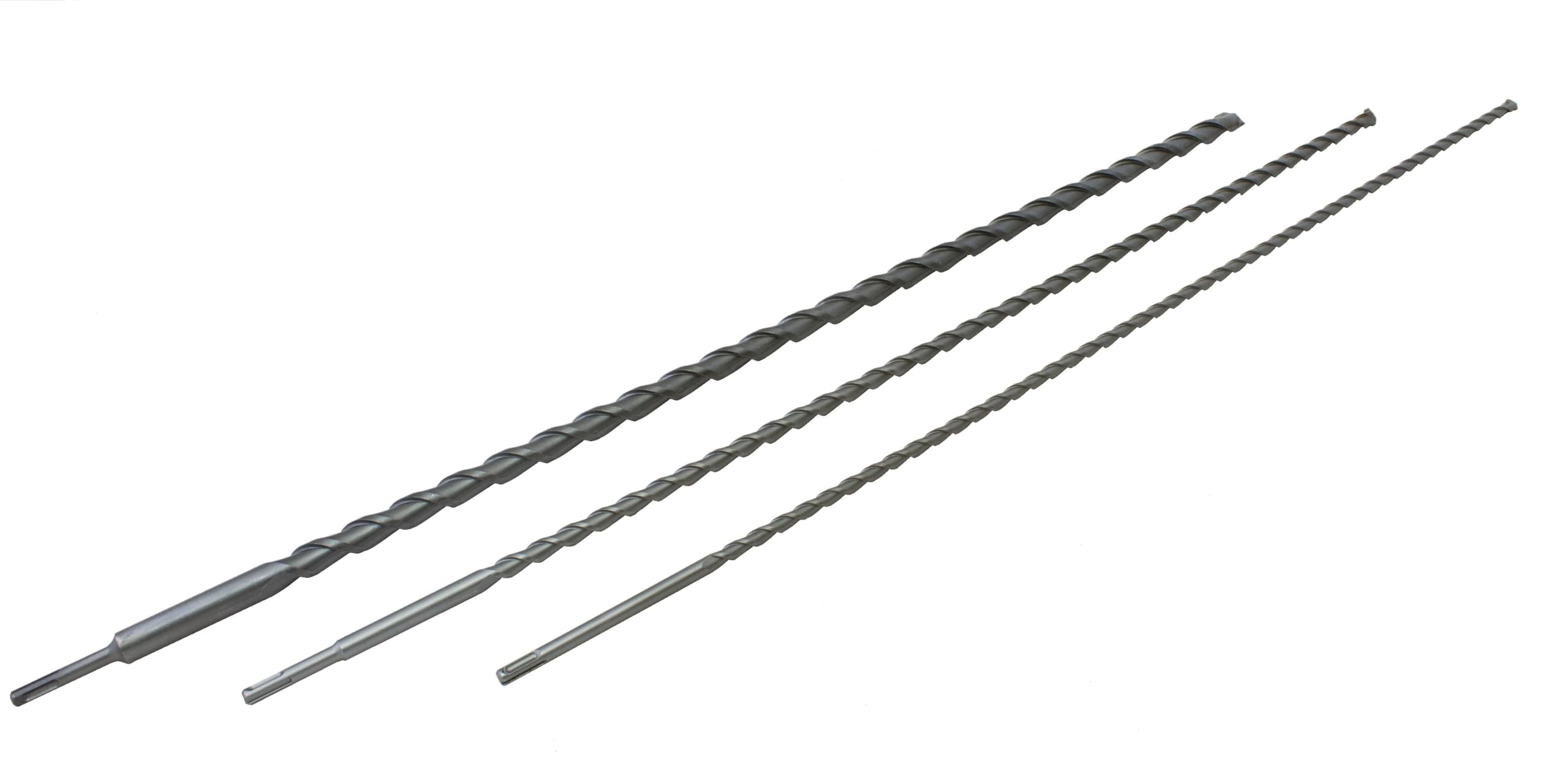 KIT 3 Brocas SDS PLUS de 1 Metro (1000 mm) | Brocas Pasamuros Extra Largas SDS-Plus: Ø 12, 16 y 24 mm | Barrenas Profesionales Hormigón, Piedra y Ladrillo (mampostería. Punta de Carburo de Tungsteno