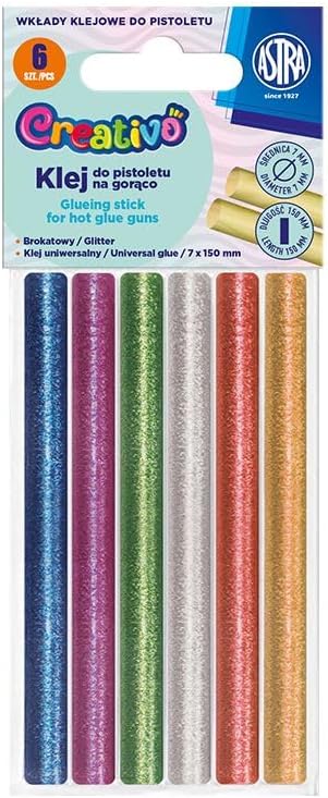 ASTRA Creativo, Hot Gun Glue, Colorful, 7mm x 150mm, Set of 6 pieces, For decoration and creative projects