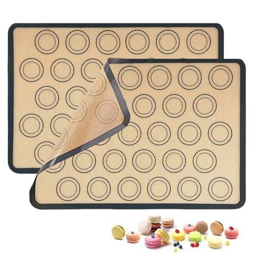 Lesbyit 2 Pack Silicone Baking Mats, 42x33cm Non-Stick Reusable Oven Liners & Baking Sheets - Heat Resistant Silicone Mats for Cookies, Pastry, Bread, Sushi