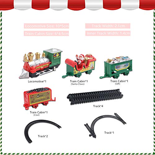 MEISI Conjunto clássico de trem de Natal com fumaça verdadeira, mini trem elétrico, com trilho de tr
