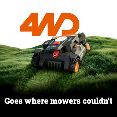 Image of WORX Robot Lawn Mower 4WD for 1 /2 Acre, No Perimeter Wire, WR342 | Landroid Vision Cloud with AI Obstacle Avoidance, RTK Cloud Navigation, Auto Mapping, App Control, 84% Slope, Cut-to-Zero