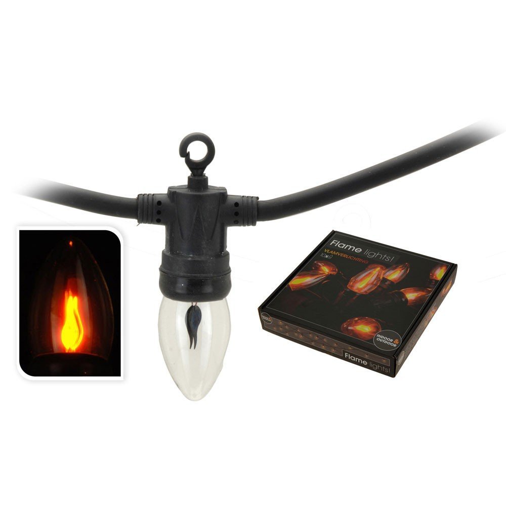 Guirlande lumineuse 10 ampoules E14 - effet flamme de cheminée - pour intérieur et extérieur - 360 cm + câble d'alimentation de