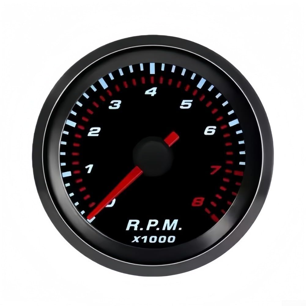 Contagiri elettrico 52 mm gamma 0-8000 giri/min con retroilluminazione a LED per motore diesel a 1-8 cilindri, kit da 12 V