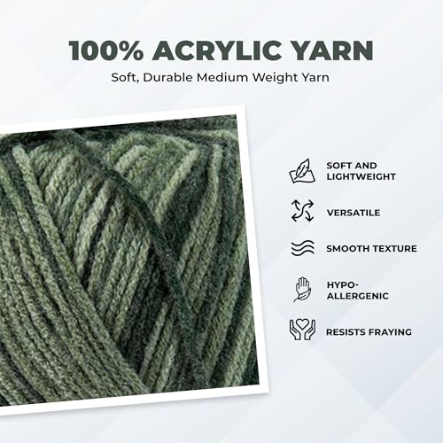 Image of Mary Maxim Maximum Value Acrylic Yarn for Crocheting and Knitting, Soft Worsted Weight Yarn 4, Ideal for Blankets, Sweaters, Hats, and Scarves, 8 oz Skein (474 Yds), Ombre Green