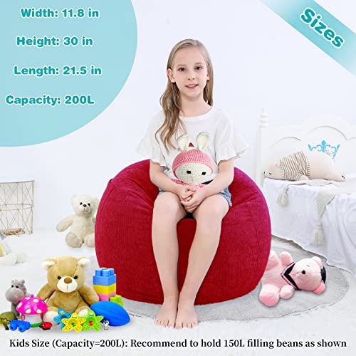 Sanmadrola Stuffed Animal Storage Bean Bag Chair Cover (No Filler) For Kids And Adults.soft Premium Corduroy Stuffable Beanbag For Organizing Children Plush Toys Or Memory Foam Small 100L (Red) #TOP7