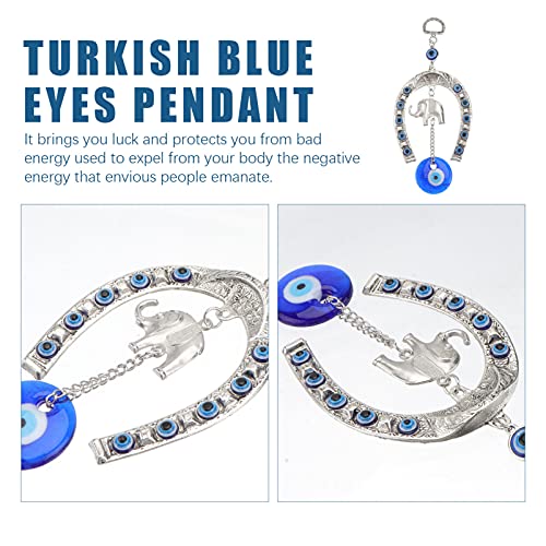 Garneck Elefante olho turco sapato de cavalo olho mal-olho azul ornamento para pendurar na parede am