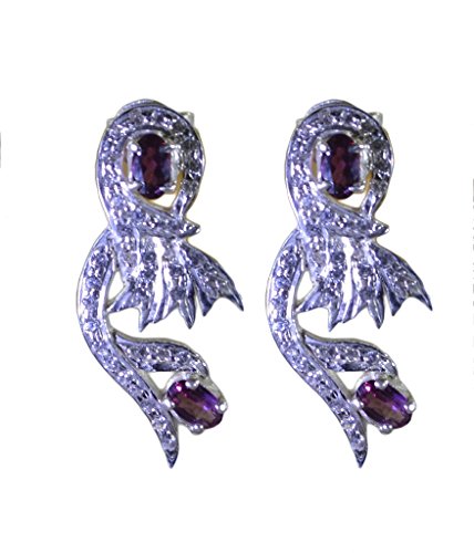 Boucles d'oreille grenat argent 925 anti allergie pour femme