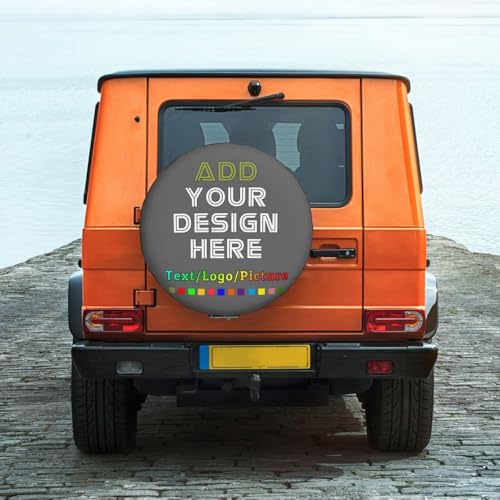 Image of Custom Spare Tire Cover Personalized Tire Covers Add Your Own Design Logo Picture Customize Wheel Cover Universal Size 14-17 in Fit for Jeep Trailer Camper RV Wheel Covers, DimGray